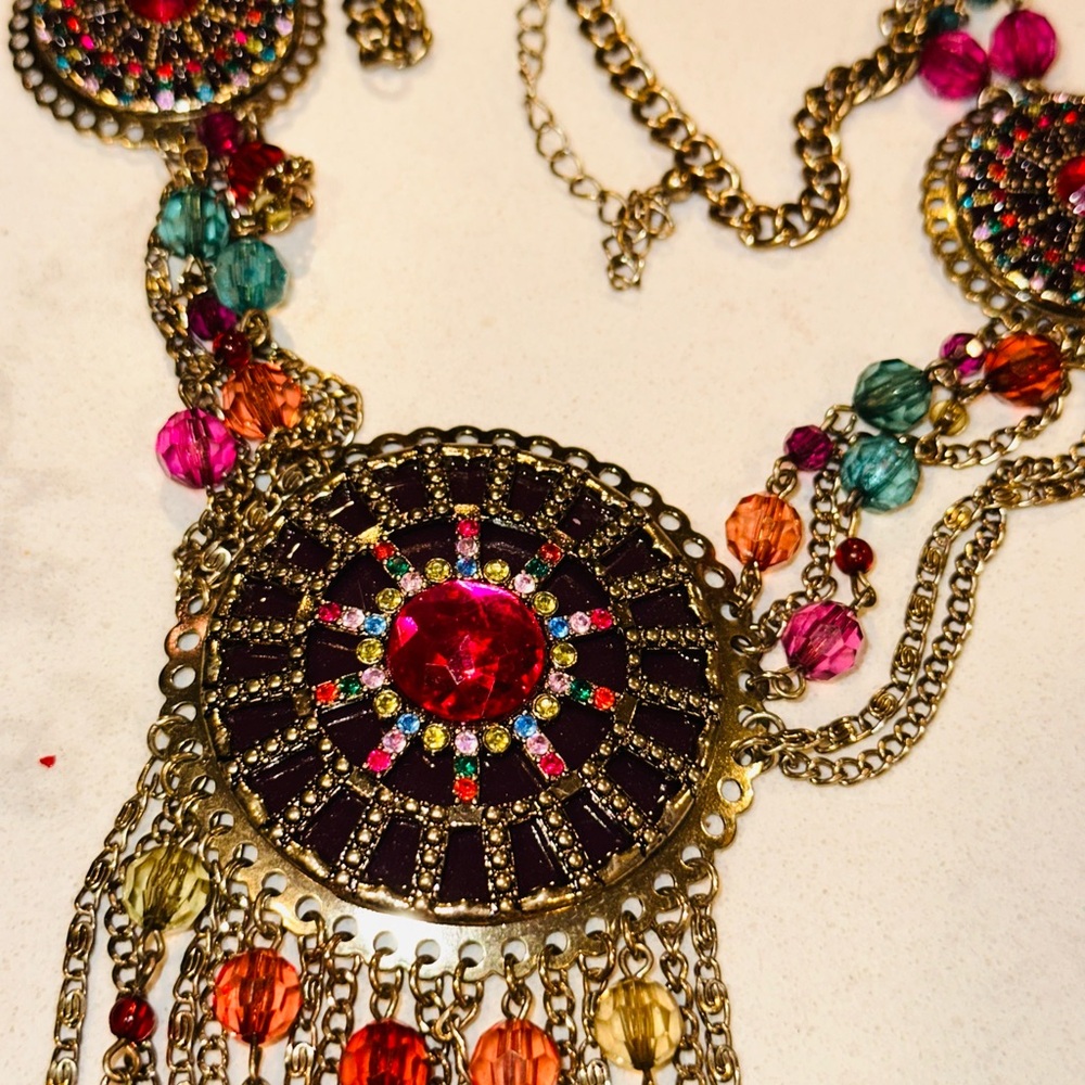 Multicolor Statement Necklace - image 5